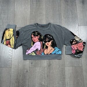 Zara Gray Crop Sweatshirt Size S
